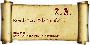 Kovács Ménrót névjegykártya